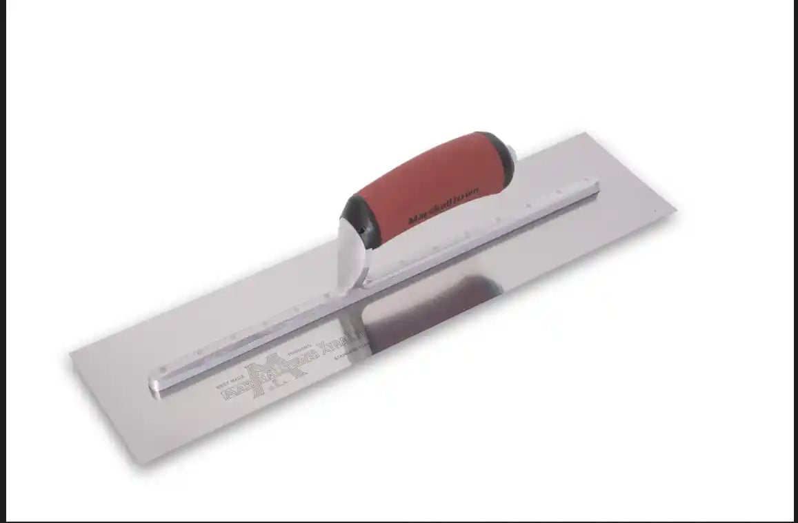 Marshalltown 16 x 4 inch bright stainless steel finishing trowel with DuraSoft handle