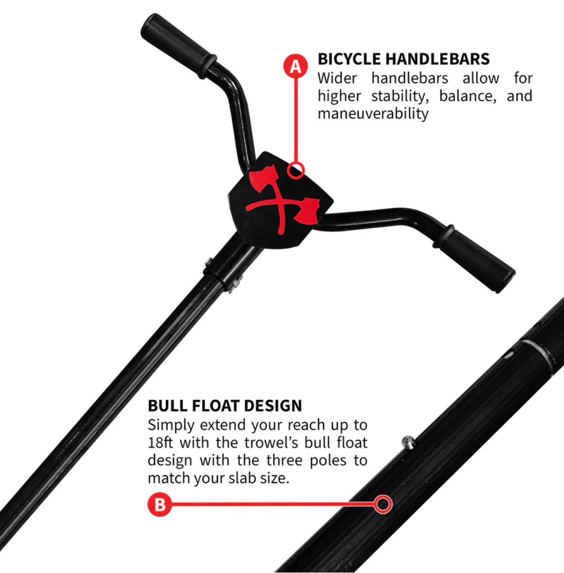 30" Portable Concrete Power Trowel with 18ft Bull Float Handle Honda GX35 Engine