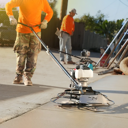 JXPT30H30" Portable Concrete Power Trowel with 18ft Bull Float Handle Honda GX35 Engine